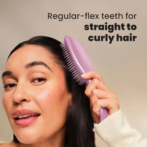 Tangle Teezer Chrome Detangler Mini Hair Brush, Straight to Curly, Pink