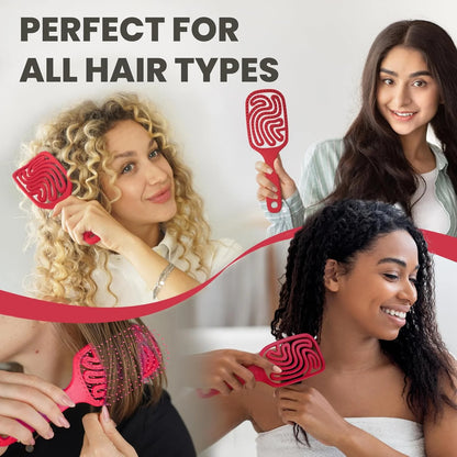 Detangler Brush – Pain-Free Detangling Hair Brush for Wet & Dry Hair – Effortless Detangling Brush for Curly, Fine & Tangled Hair – Hairbrush for Women, Men & Kids – Purple