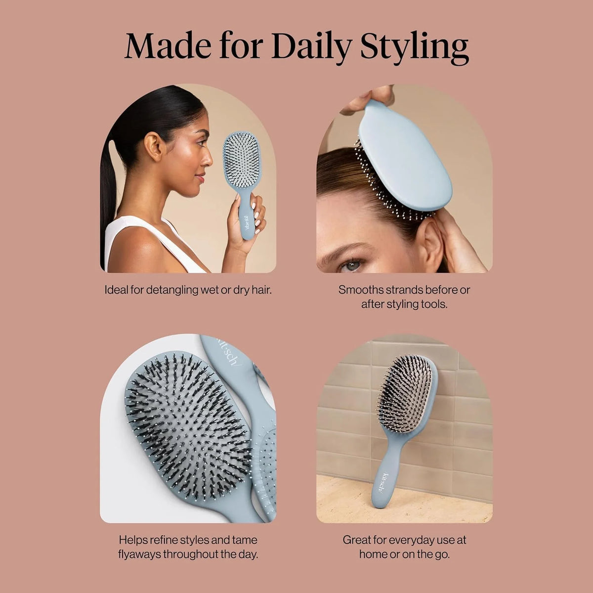 Kitsch Smooth & Polish Hair Brushes For Women and Men - Haze Blue
