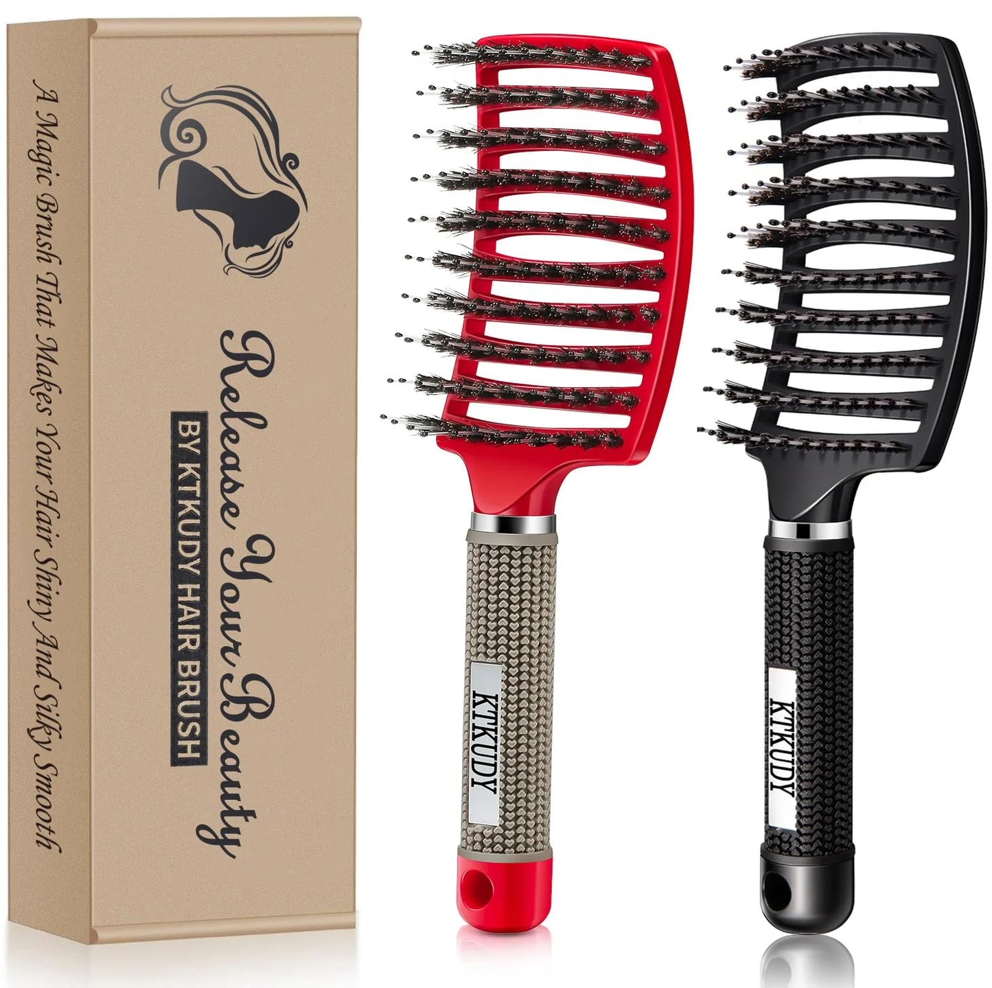 2 Pack Detangling Brushes for Women & Kids, Wet & Dry Hair, All Hair Types