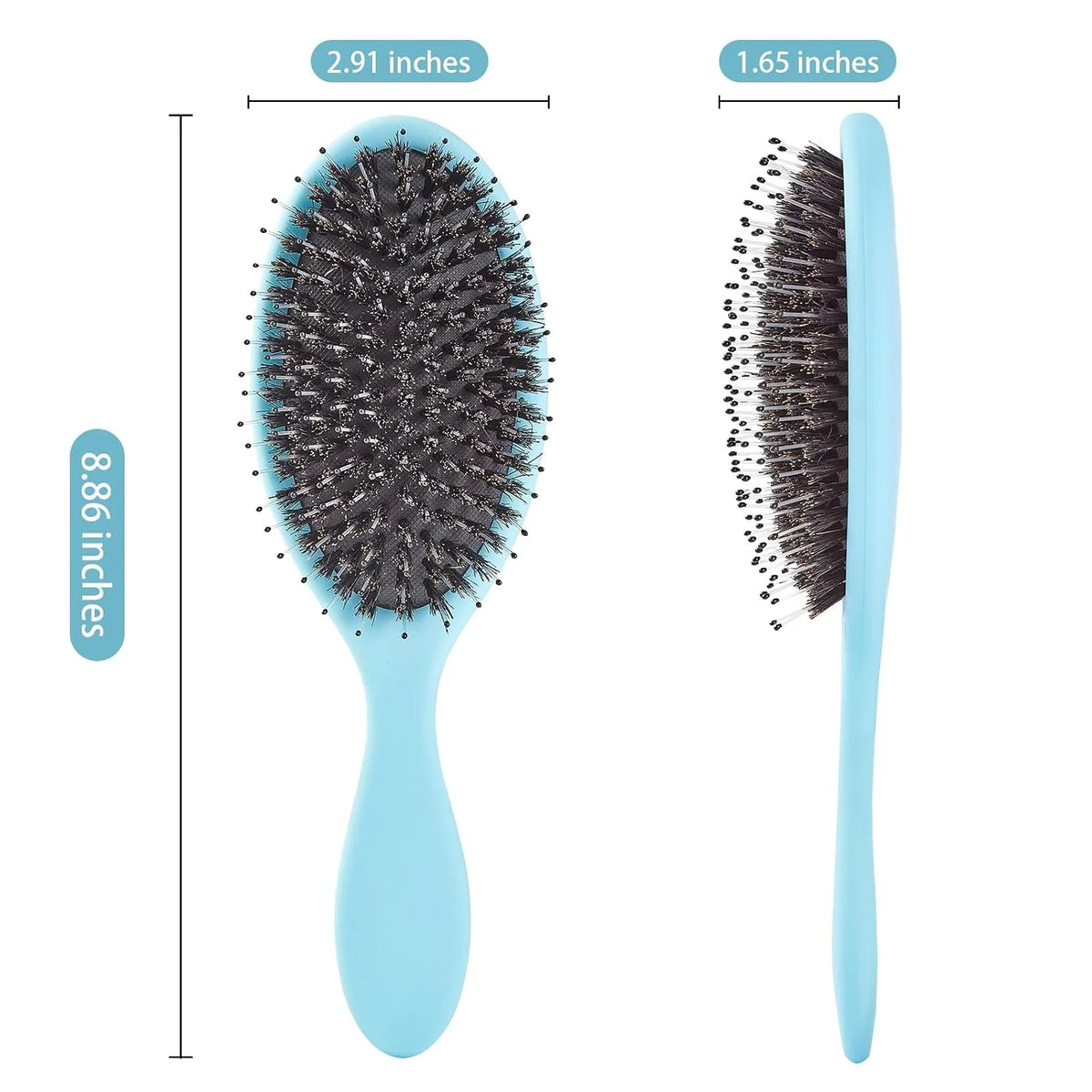 Boar Bristles Hair Brush for Women and Men, Detangling Hair Brush for Smoothing Massage Add Shine, Nylon&Boar Bristles Detangler brush for Hair Healthy (1 Pack-MintGreen)