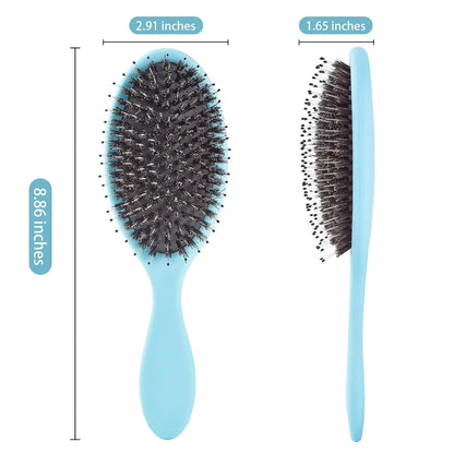 Boar Bristles Hair Brush for Women and Men, Detangling Hair Brush for Smoothing Massage Add Shine, Nylon&Boar Bristles Detangler brush for Hair Healthy (1 Pack-MintGreen)