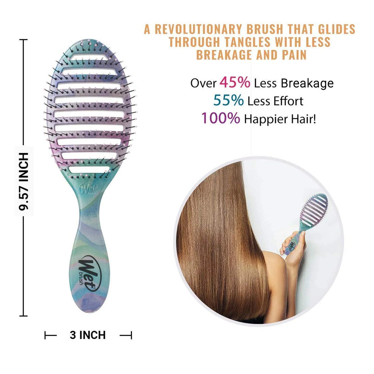 Wet Brush Speed Dry Hair Brush - Waves - Vented Design and Ultra Soft HeatFlex Bristles Are Blow Dry Safe With Ergonomic Handle Manages Tangle and Uncontrollable Hair - Pain-Free