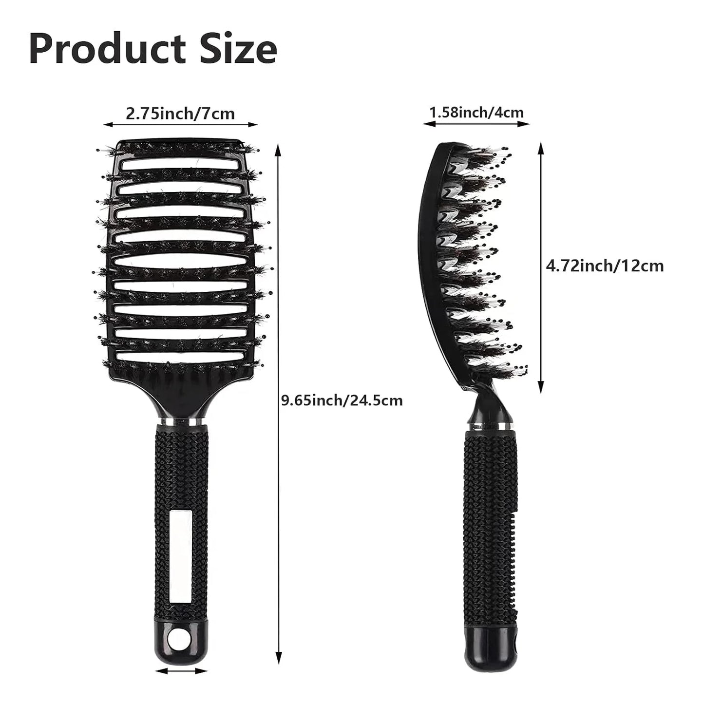 2 PACK Boar Bristle Hair Brush No Pull Curved Vented Hair Brushes Detangler Brush Fast Blow Drying Hair Brush for Kids Men Women Wet Dry Long Thin Thick Curly Tangled Hair (pink+green)