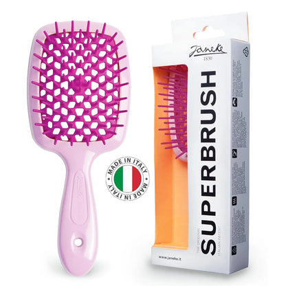 Janeke J-Brush Detangling Comb for Curly and Wavy Hair – Wide Tooth J-Shape Brush for Wet and Dry Use – Anti-Frizz, Lightweight and Gentle on Scalp – Made in Italy Professional Styling Tool (Black)