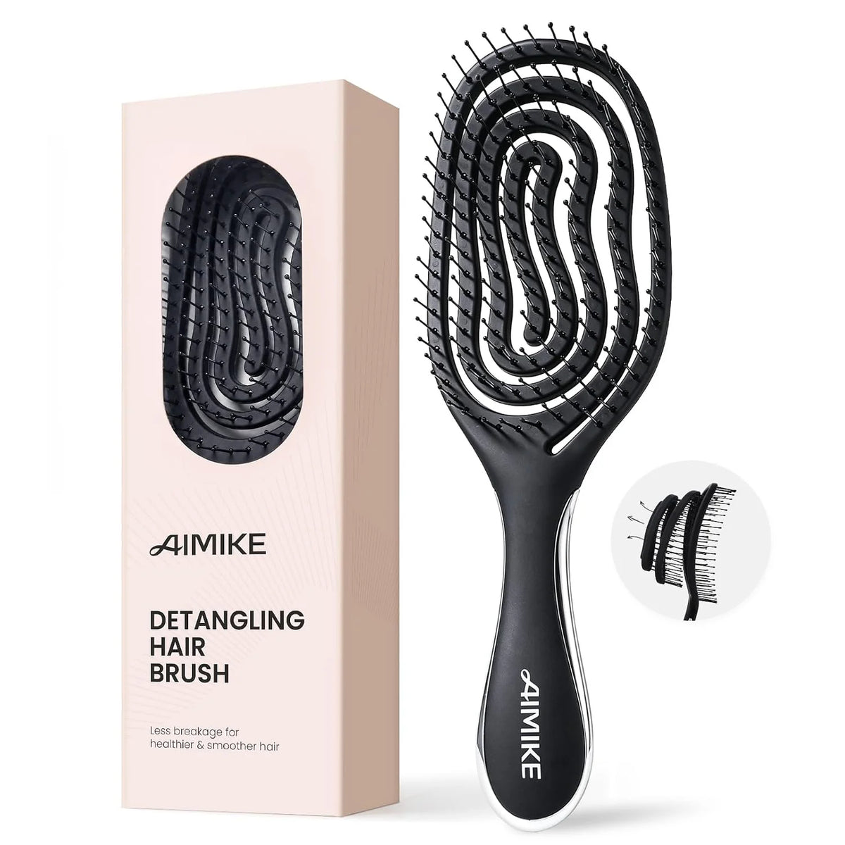 AIMIKE Spiral Hairbrush for Fine Hair, Wet Detangler Brush for Women & Kids