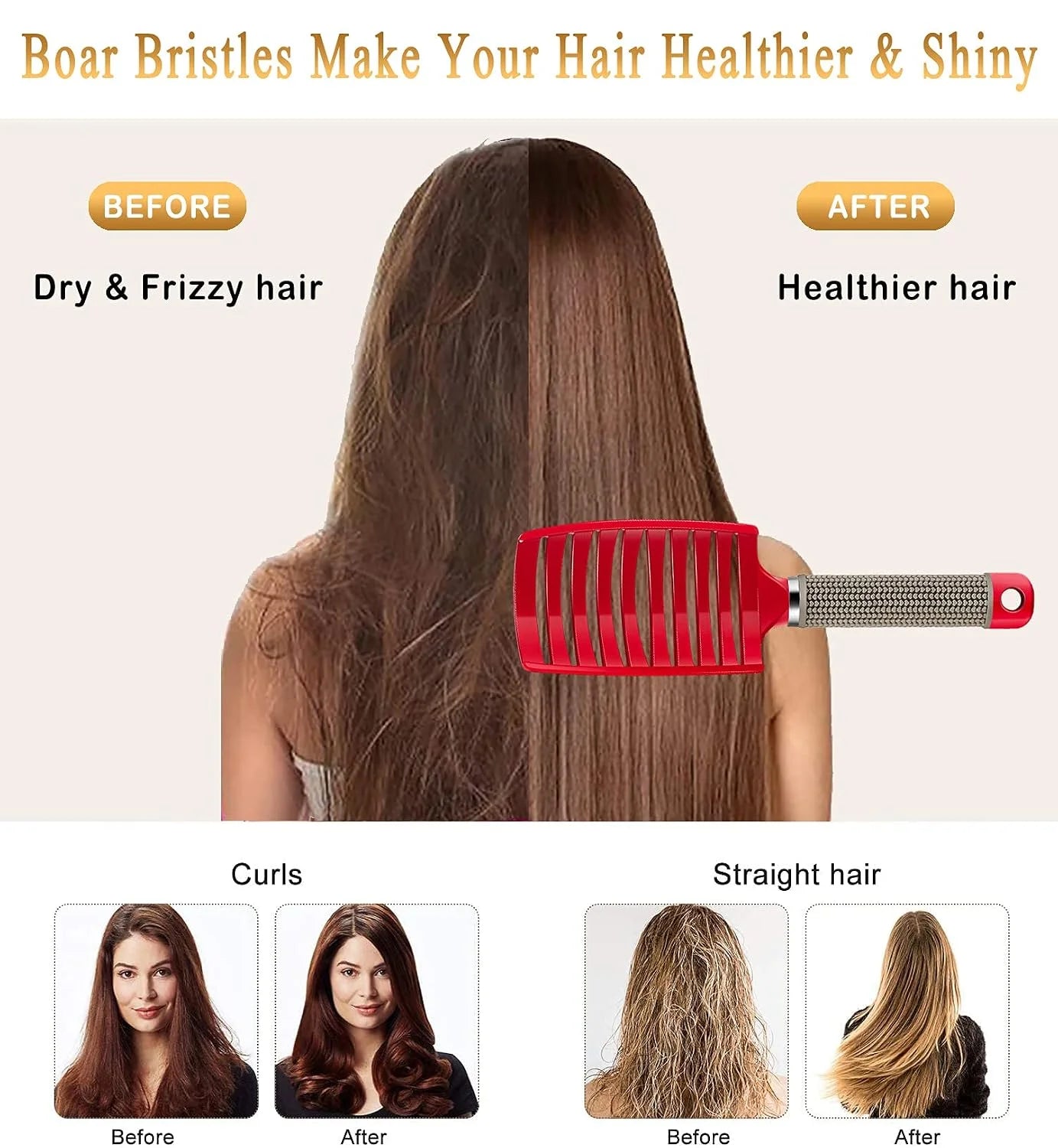 2 Pack Detangling Brushes for Women & Kids, Wet & Dry Hair, All Hair Types