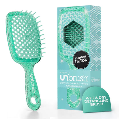 FHI Heat UNbrush Detangling Brush for Pain-Free Brushing on All Wet or Dry Hair Types — Durable DuoFlex Anti-Static Bristles, Lightweight Handle, Vented Hair Brush