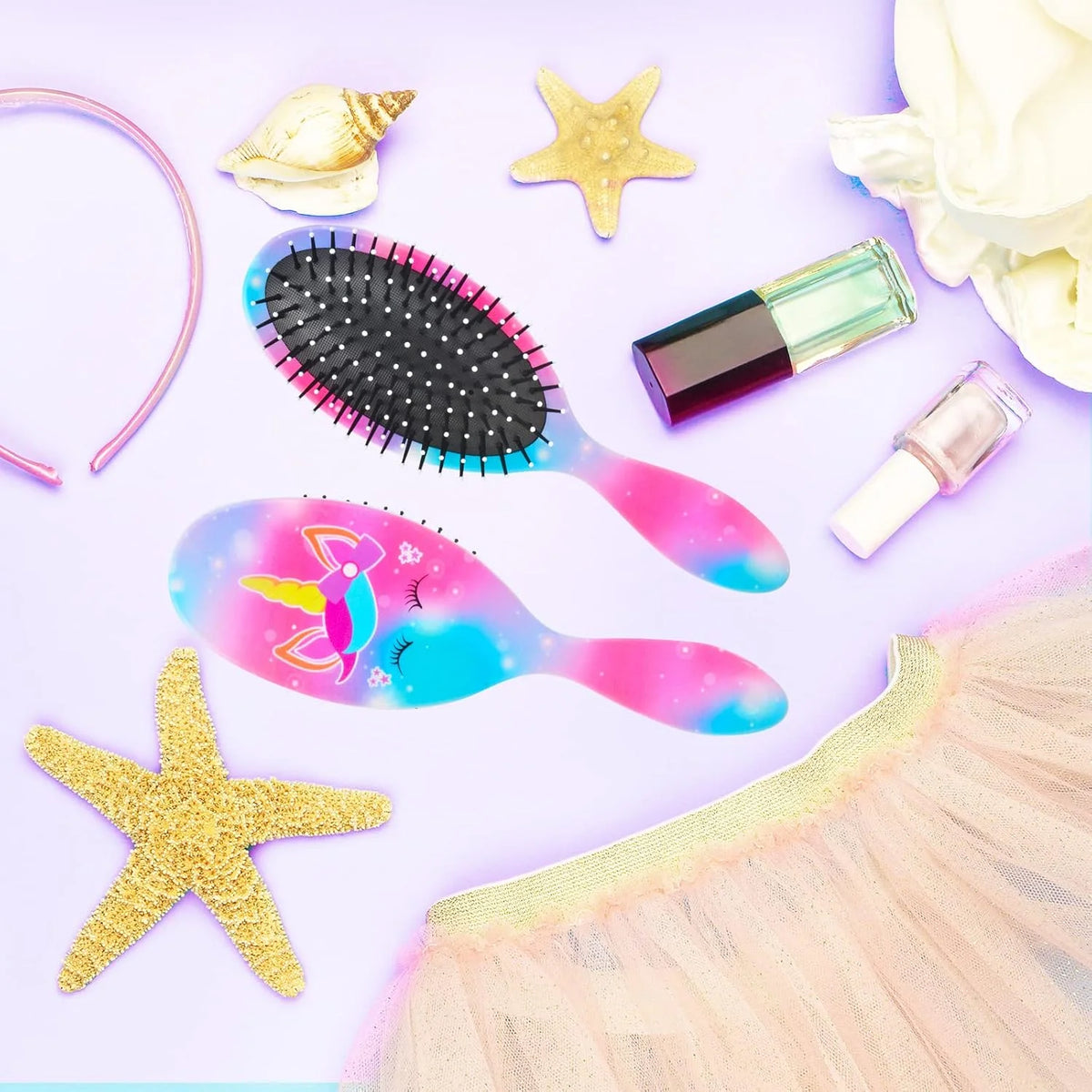 Kids Hair Brush Girls, Toddler Wet Dry Detangling Hair Brush for Curly Thick Hair Pain-Free Comb Girls Kids Women Unicorn Mermaid