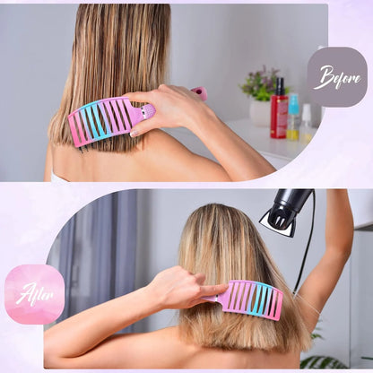 Boar Bristle Hair Brush Curved Vented Detangler Brush Faster Blow Drying, Paddle Detangling Brush for Women Men Kids Wet Dry Long Curly Thick Straight Hair, Make Hair Shiny and Healthier(Purple+Green)
