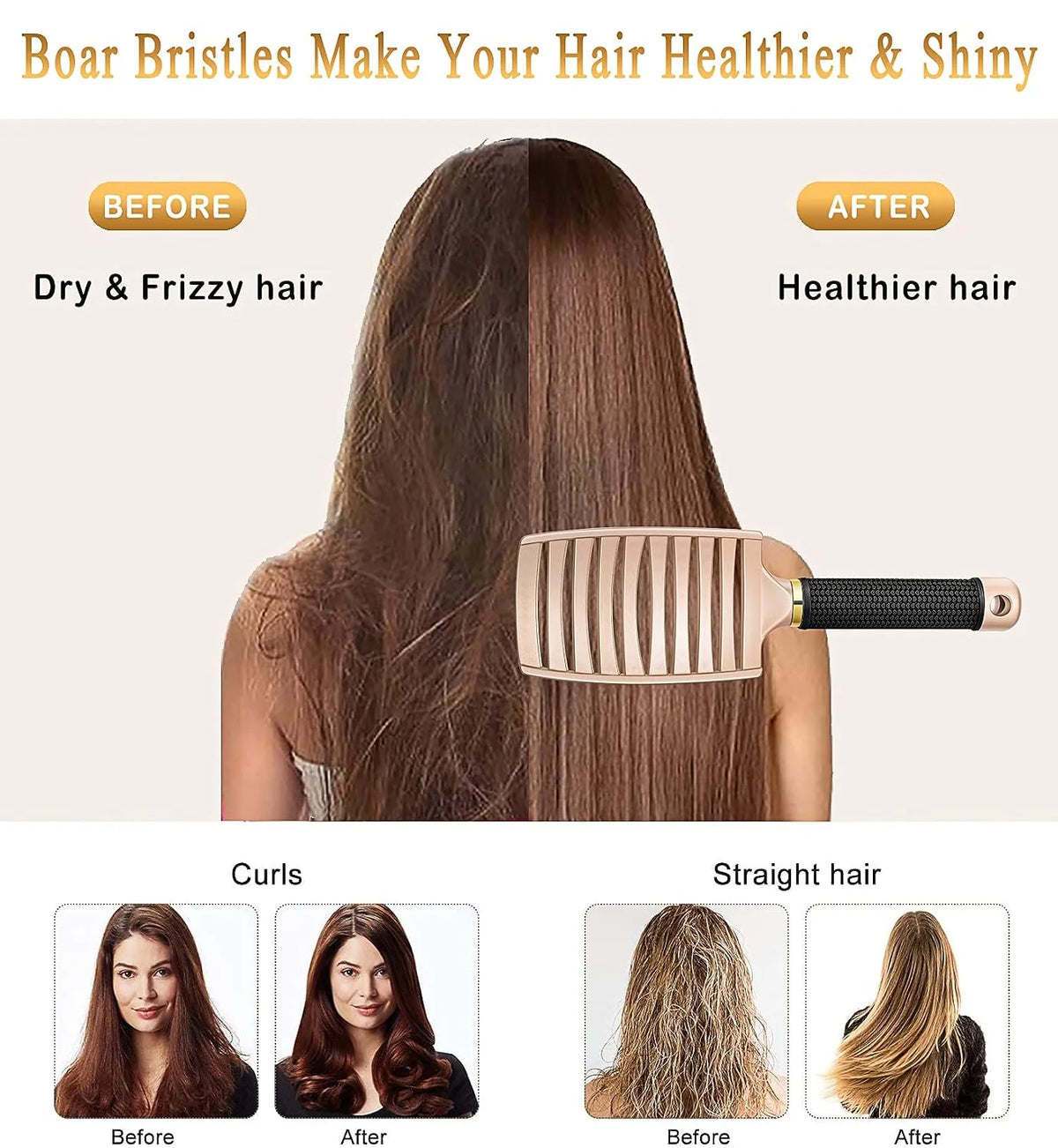 2 Pack Detangling Brushes for Women & Kids, Wet & Dry Hair, All Hair Types