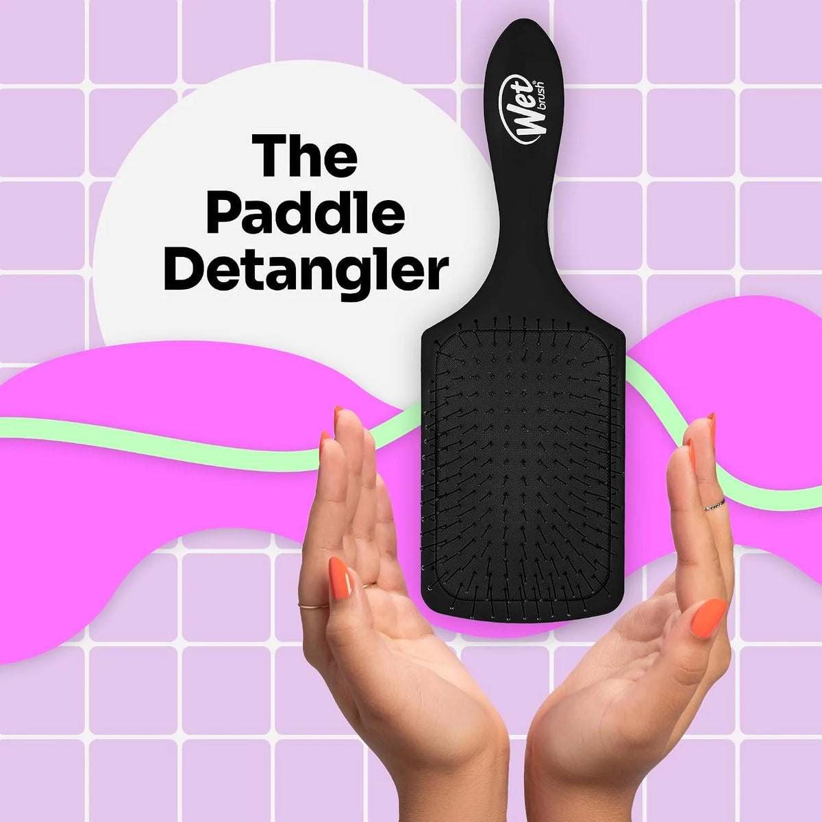 Wet Brush Refresh and Extend Paddle Detangler, Black, Detangling Brush with Infused Charcoal Ultra-Soft IntelliFlex Bristles For All Hair Types, Removes Dirt, Excess Oils & Impurities