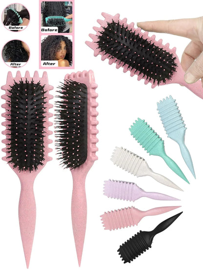 Blue Curl Defining Brush for Curly Hair – Detangling & Styling Brush for Women & Men, Defines 2A to 4C Curls, Reduces Frizz, Perfect for Wet & Dry Hair (Blue)