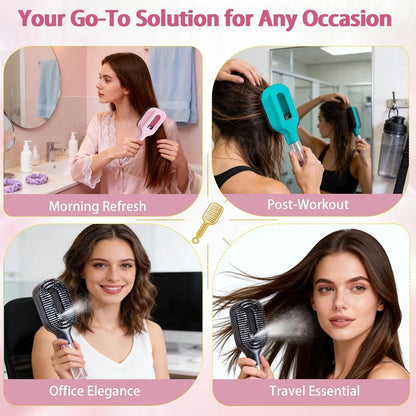 Hair Brush with Water Spray - 2-in-1 Detangler Brush for Frizz Control