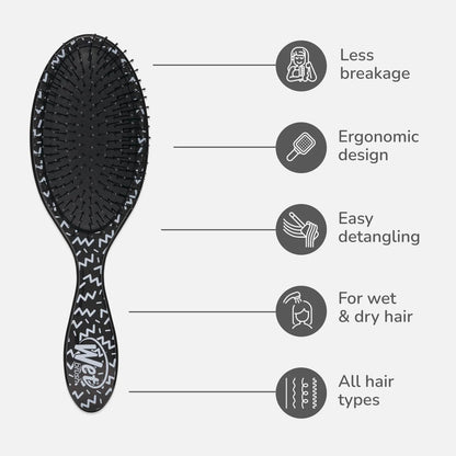 Wet Brush Original Detangler Hair Brush, Hipster Sketch, Ultra-Soft IntelliFlex Bristles, Detangling Bristles Glide Through Tangles (Wet & Dry Hair), Women & Men