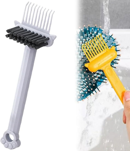 2-in-1 Hair Brush Cleaner Tool, Effortlessly Removes Hair & Dust from Combs, Mini Cleaning Rake with Pick & Bristles for Home and Salon Use (Green)