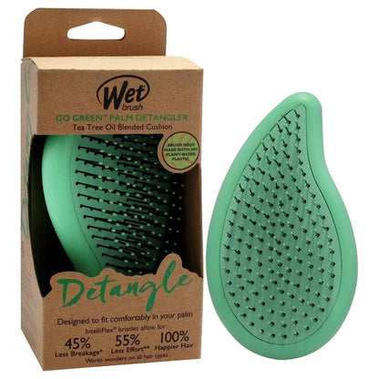 Wet Brush Go Green Palm Detangling Hair Brush Infused with Coconut Oil - Pain-Free Ultra-Soft Detangler Bristles Glide Through Tangles with Ease - Protects Against Split Ends For Wet & Dry Hair