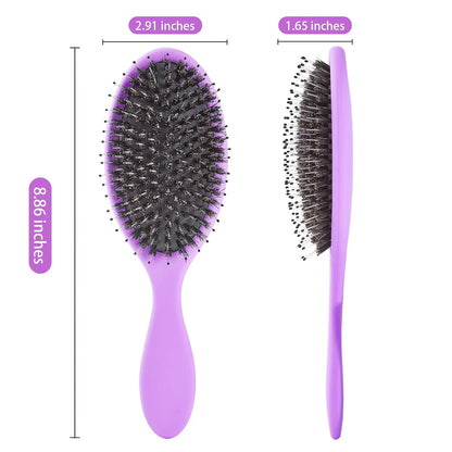 Boar Bristles Hair Brush for Women and Men, Detangling Hair Brush for Smoothing Massage Add Shine, Nylon&Boar Bristles Detangler brush for Hair Healthy (1 Pack-MintGreen)