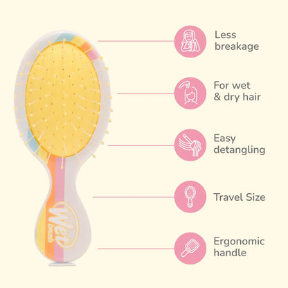 Wet Brush Mini Detangler Hair Brush, Rays (Sun Days), Detangling Travel Hairbrush, Ultra-Soft IntelliFlex Bristles Glide Through Tangles with Ease, Pain-Free, All Hair Types