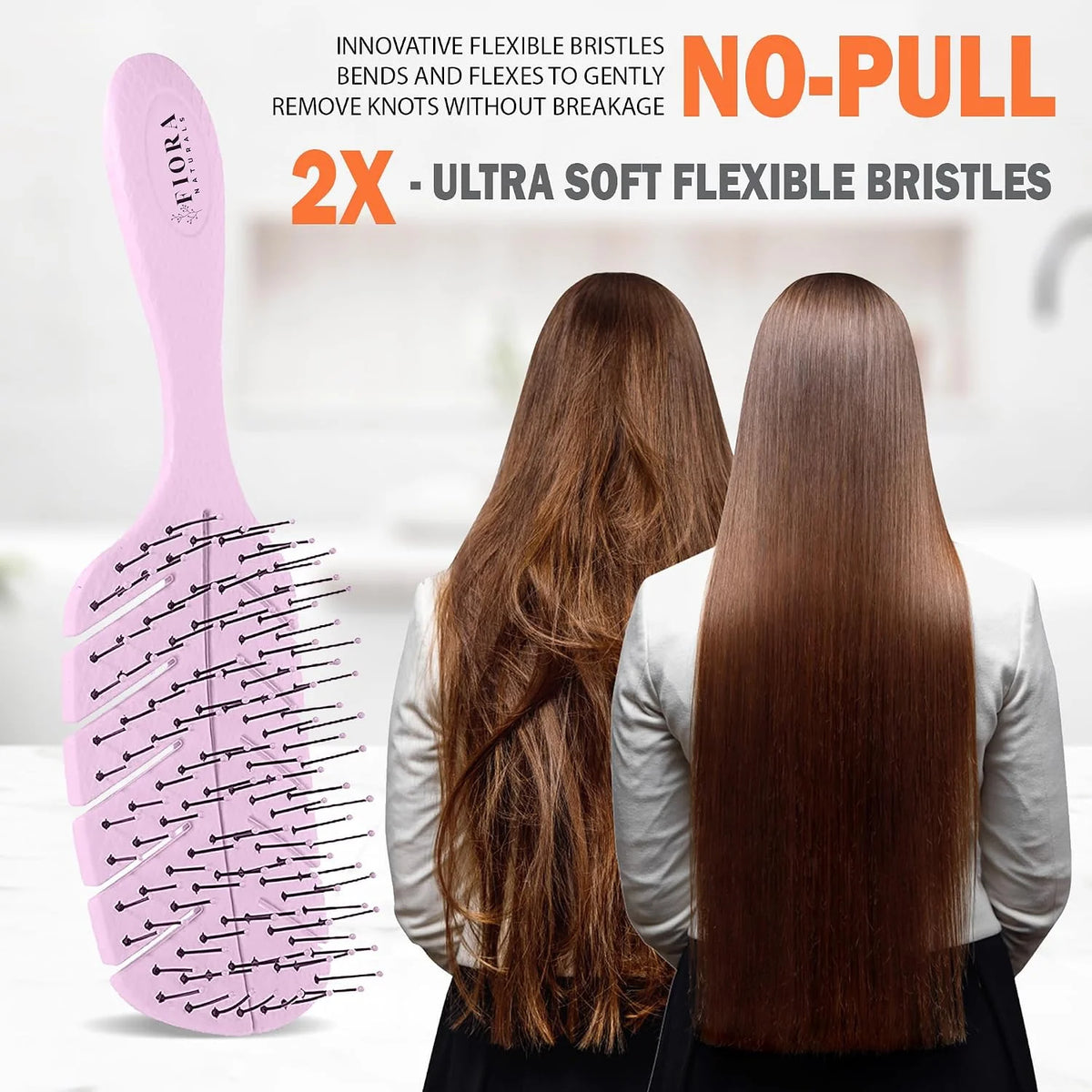 Fiora Naturals Detangler Brush for Wet and Dry Hair, Soft Detangling Brush