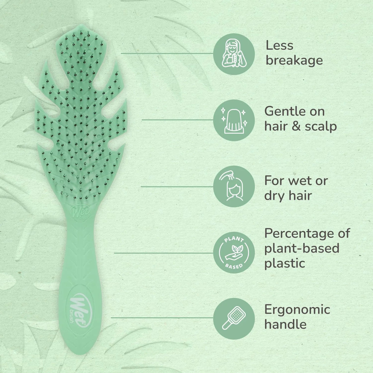 Wet Brush Go Green Hair Detangler Brush, Green - Detangling Hair Brush - Ultra-Soft IntelliFlex Bristles Glide Through Tangles & Gently Loosens Knots While Minimizing Pain, Split Ends & Breakage