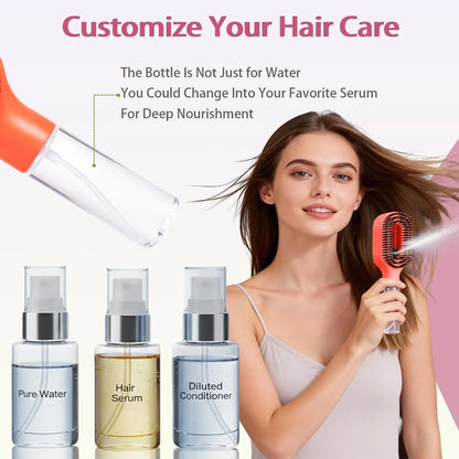 Hair Brush with Water Spray - 2-in-1 Detangler Brush for Frizz Control