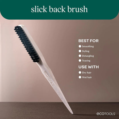 EcoTools Slick Back Hairbrush, Small Brush for Ponytail or Bun, 1 Count