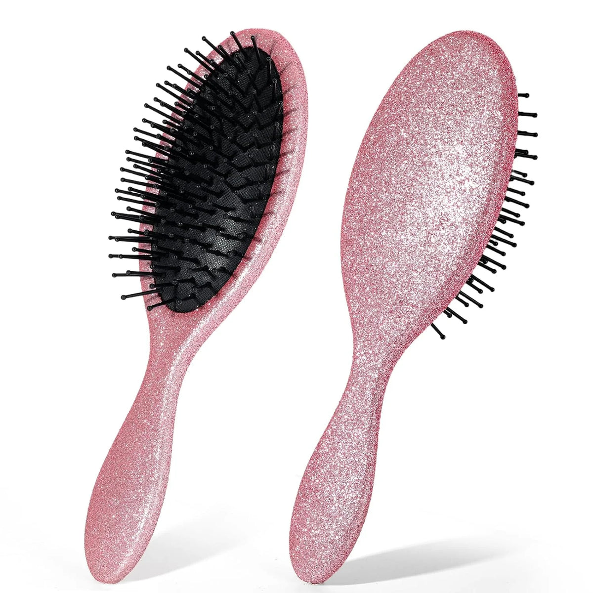 Glitter Detangling Brush, Wet & Dry Tangle-Free Hair Brush for Women & Girls, No Tangle, Soft and Flexible Bristles for Straight, Curly and Thick Hair (Red)