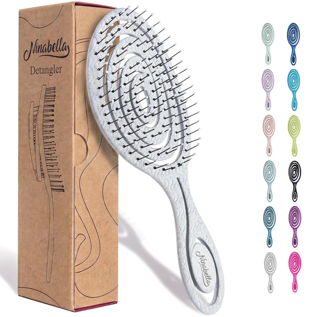 Ninabella Detangler Brush - No Tangle Hair Brush for Women, Fine, Thick and Long Hair - Hairbrush for Wet and Dry Hair, Gentle on the Scalp - Light Blue
