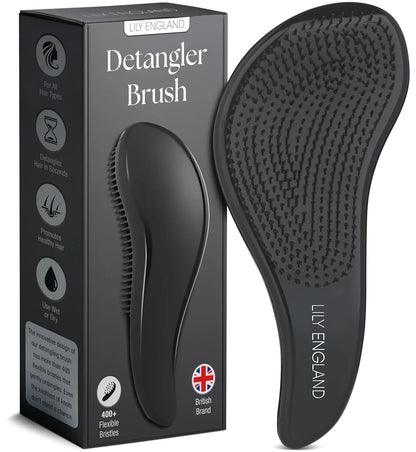 Hair Brush & Beard Detangler Brush - Unisex Detangling Brush for Men, Black
