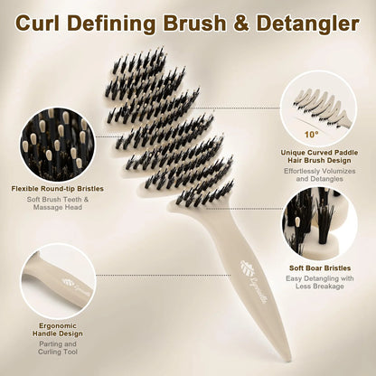 Natural Boar Bristle Hair Brush for Fine Hair - A Great Gift