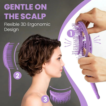 Detangler Brush – Pain-Free Detangling Hair Brush for Wet & Dry Hair – Effortless Detangling Brush for Curly, Fine & Tangled Hair – Hairbrush for Women, Men & Kids – Purple