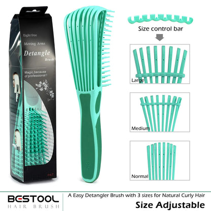 BESTOOL Detangling Brush for Natural Hair, Detangler for 3/4abc Curly, Coily, Kinky Hair, Detangle Wet/Dry Easily with No Pain (Purple)