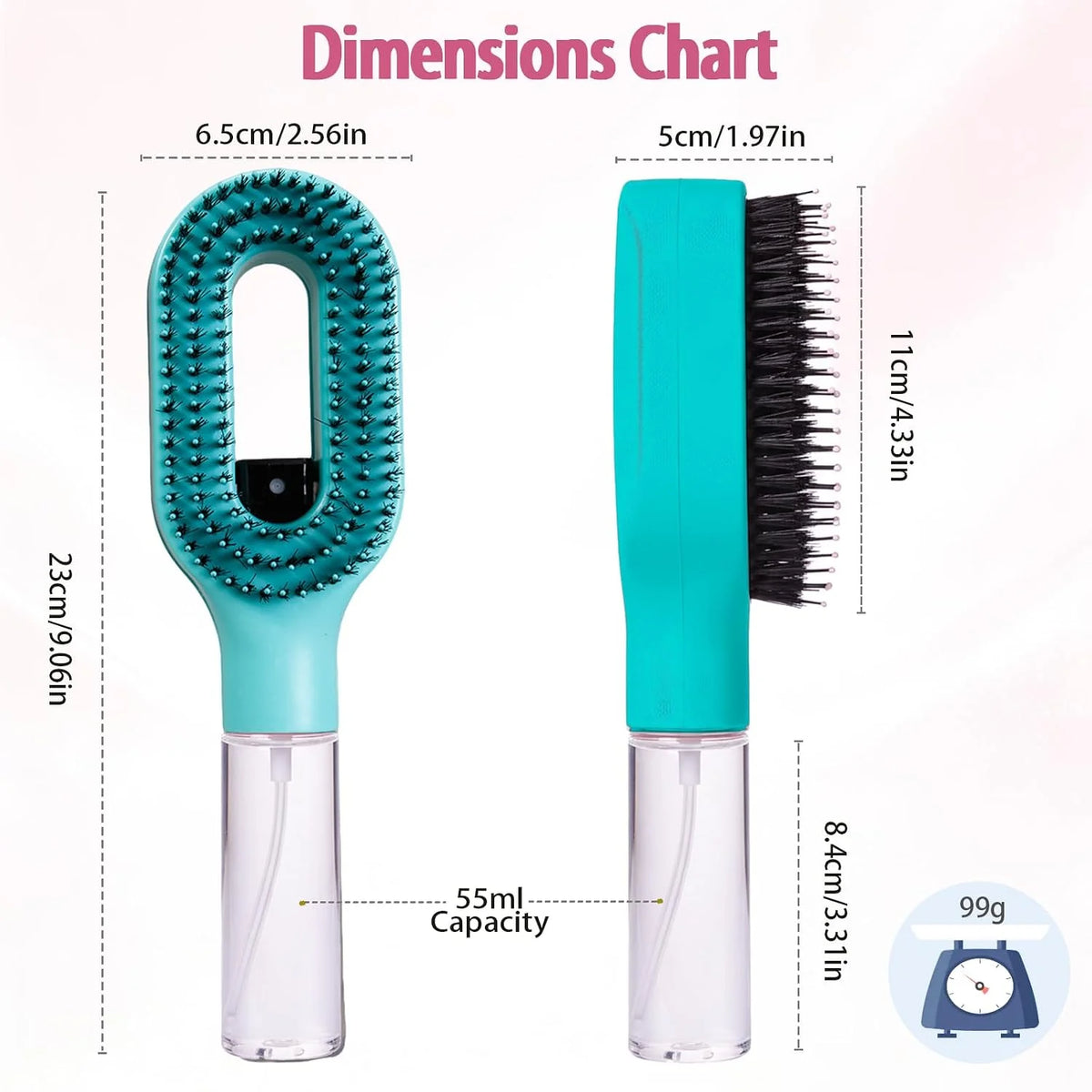 Hair Brush with Water Spray - 2-in-1 Detangler Brush for Frizz Control