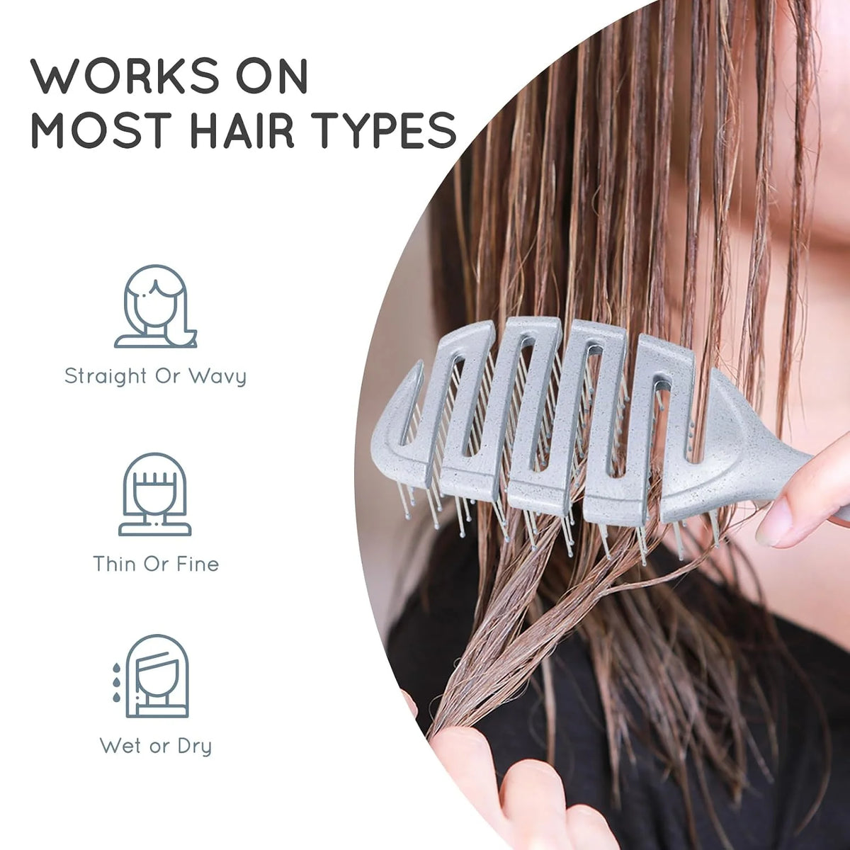 Detangler Hairbrush, Soft Bristle Detangling Brush,Quick Smoothing(Natural)