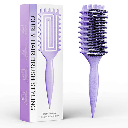 ABOYOY Curl Defining Brush with Side Gear for Curly Hair, Detangling & Styling Brush for Women Men, Lightweight Ergonomic Candy Brush Works on Wet or Dry Hair (Purple)