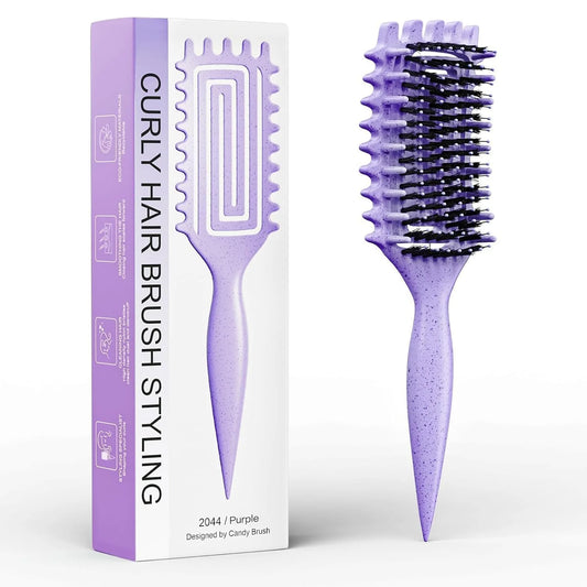 ABOYOY Curl Defining Brush with Side Gear for Curly Hair, Detangling & Styling Brush for Women Men, Lightweight Ergonomic Candy Brush Works on Wet or Dry Hair (Purple)