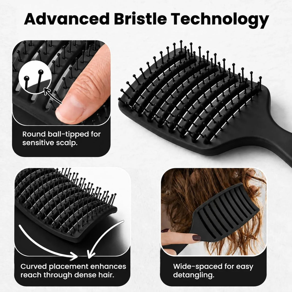 Herstyler Vent Brush for Hair - Detangler for Faster Blow Drying - Black