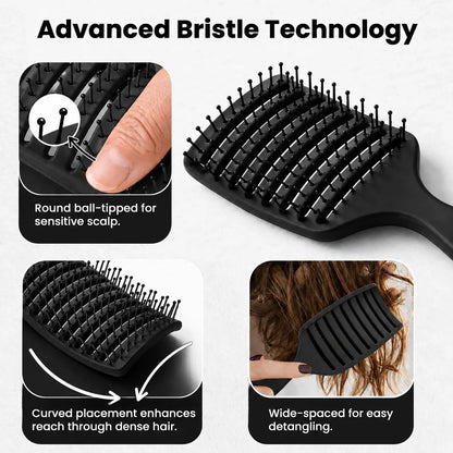 Herstyler Vent Brush for Hair - Detangler for Faster Blow Drying - Black