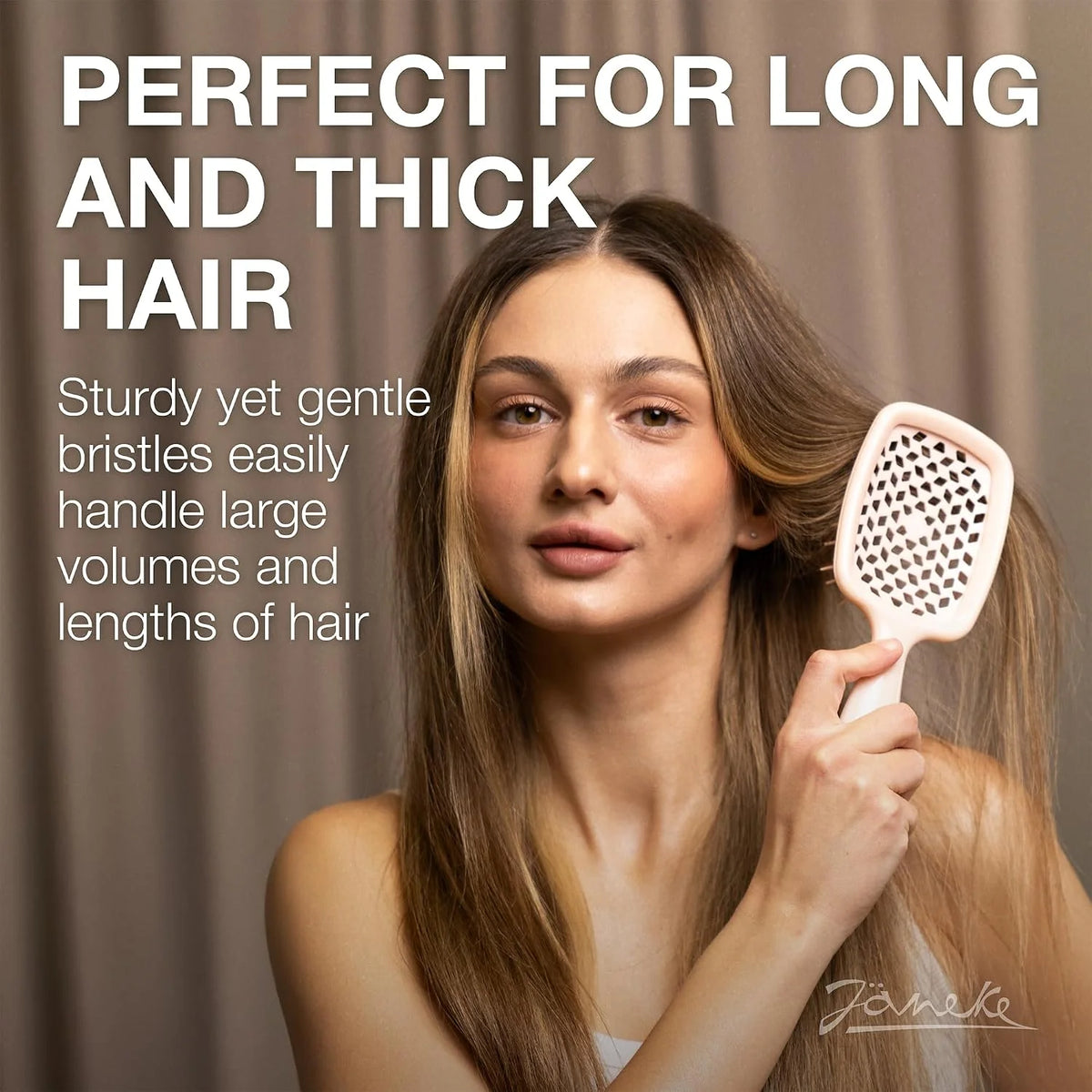 Janeke J-Brush Detangling Comb for Curly and Wavy Hair – Wide Tooth J-Shape Brush for Wet and Dry Use – Anti-Frizz, Lightweight and Gentle on Scalp – Made in Italy Professional Styling Tool (Black)