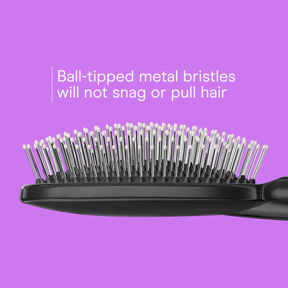 Conair Salon Results 3-Pack Hair Brushes, Detangling Hair Brush for Men and Women, For All Hair Types, Metal Bristles and Cushion Base, Black