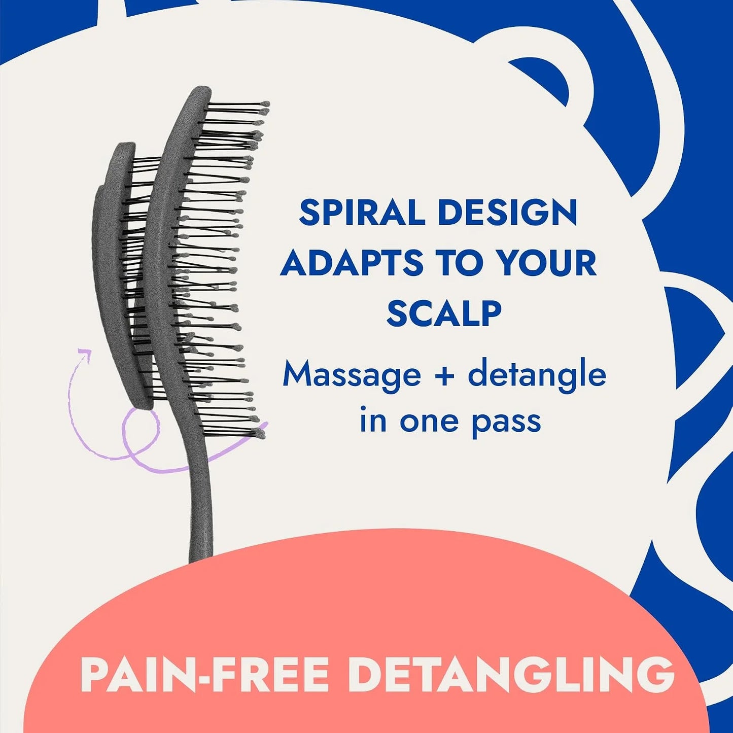 Ninabella Detangler Brush - No Tangle Hair Brush for Women, Fine, Thick and Long Hair - Hairbrush for Wet and Dry Hair, Gentle on the Scalp - Light Blue