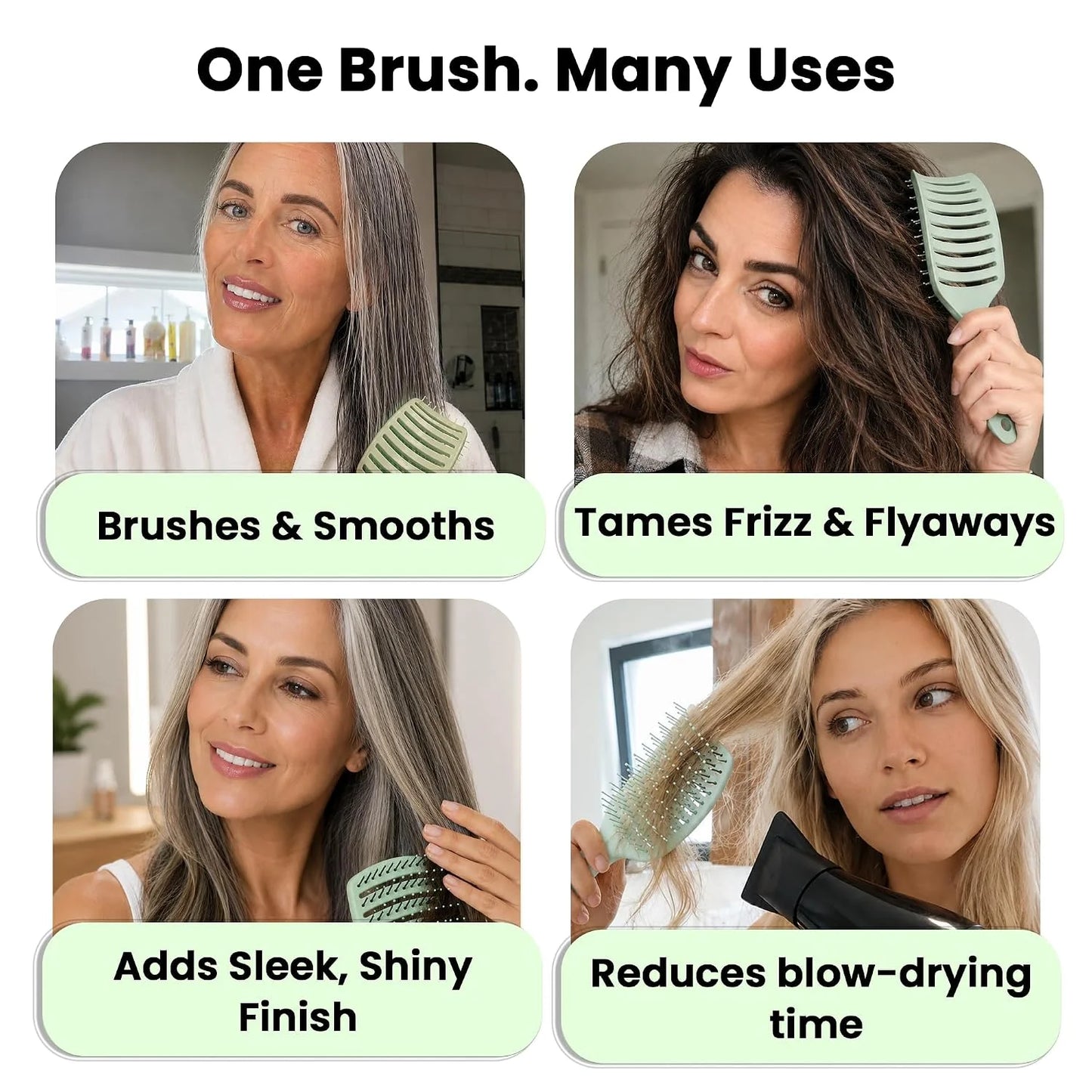 Herstyler Vent Brush for Hair - Detangler for Faster Blow Drying - Black
