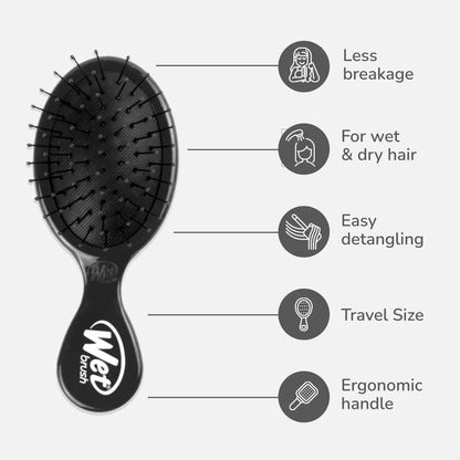 Wet Brush Mini Detangler Hair Brush, Purple, Detangling Travel Hairbrush, Ultra-Soft IntelliFlex Bristles Glide Through Tangles with Ease, Pain-Free, All Hair Types (2 Pack)