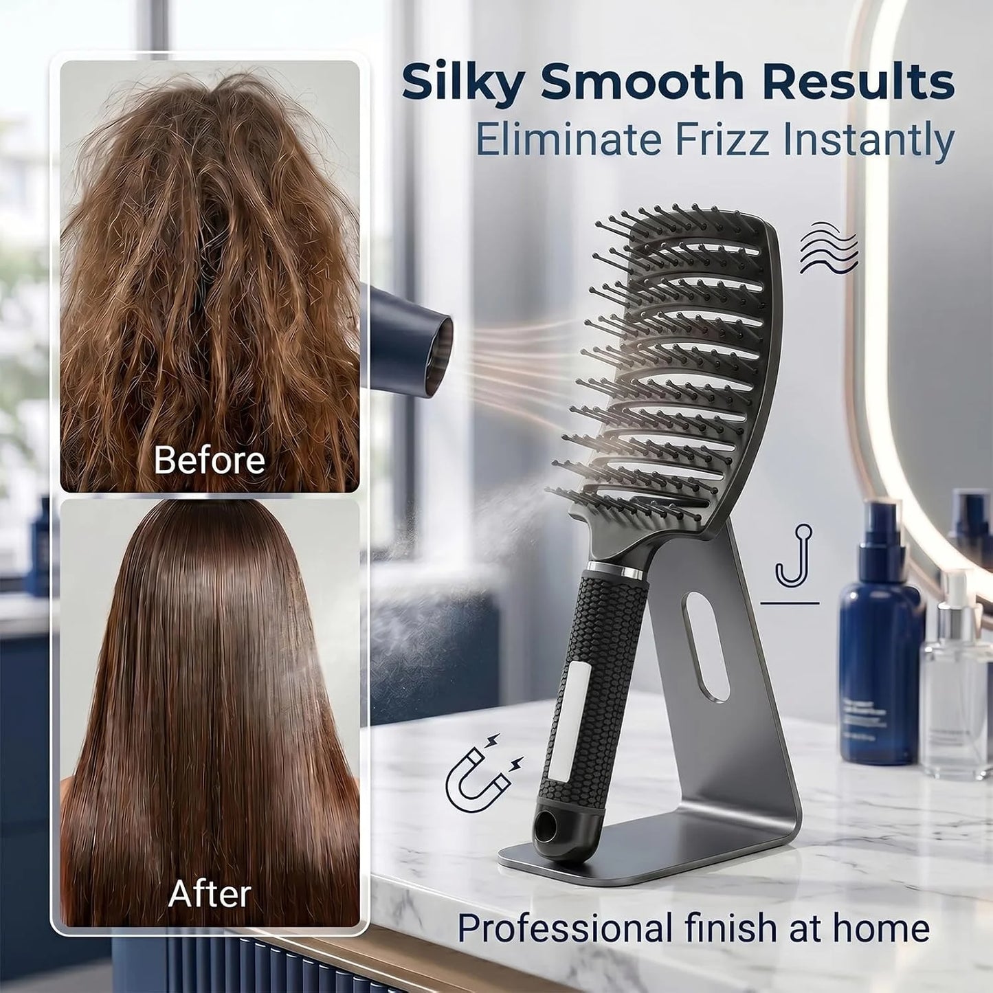 Curved Vented Hair Brush,Detangler Brush Faster Blow Drying for Women, Men