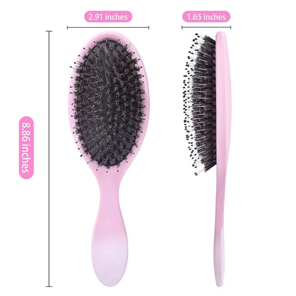 Boar Bristles Hair Brush for Women and Men, Detangling Hair Brush for Smoothing Massage Add Shine, Nylon&Boar Bristles Detangler brush for Hair Healthy (1 Pack-MintGreen)