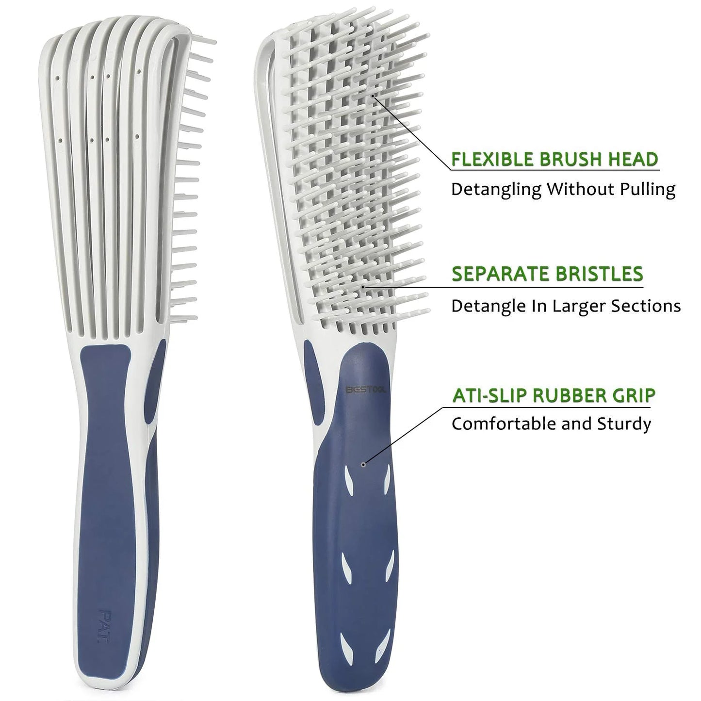 BESTOOL Detangling Brush for Natural Hair, Detangler for 3/4abc Curly, Coily, Kinky Hair, Detangle Wet/Dry Easily with No Pain (Purple)