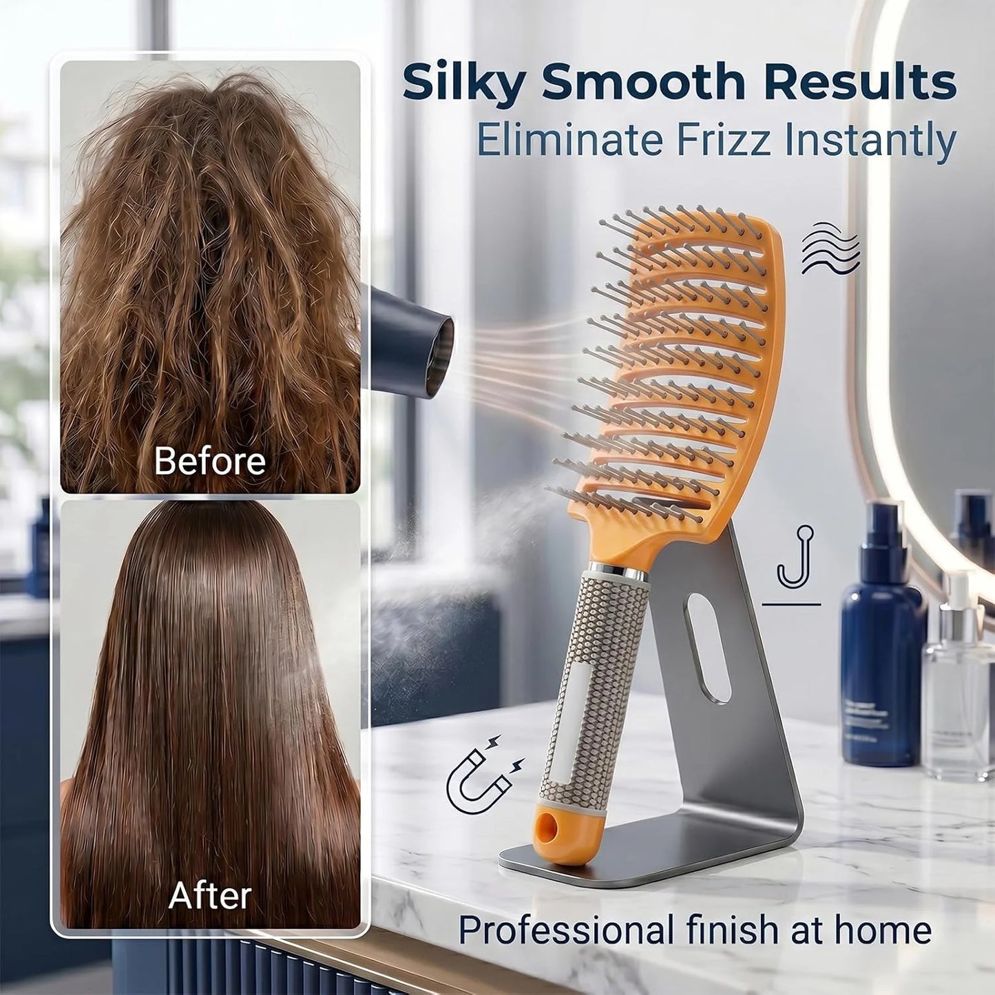 Curved Vented Hair Brush,Detangler Brush Faster Blow Drying for Women, Men