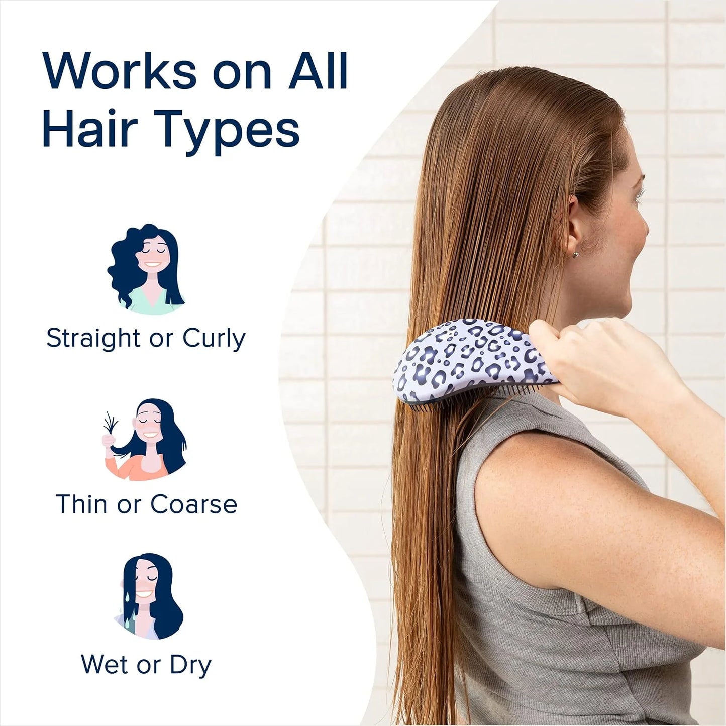 Crave Naturals Biggie Glide Thru Hair Brush - Detangler Brush for Curly, Straight, Wet or Dry Hair - Gentle Detangling Brushes for Adults, Kids, Toddlers - Hair Accessories for Women, 8.4x3.4" - Black