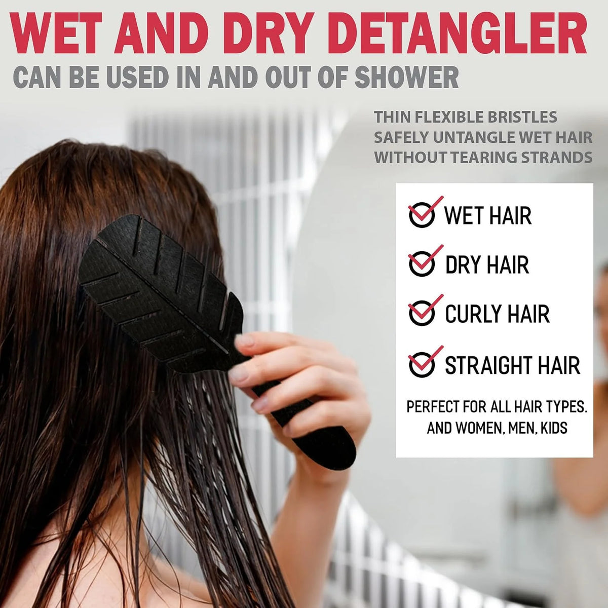 Fiora Naturals Detangler Brush for Wet and Dry Hair, Soft Detangling Brush